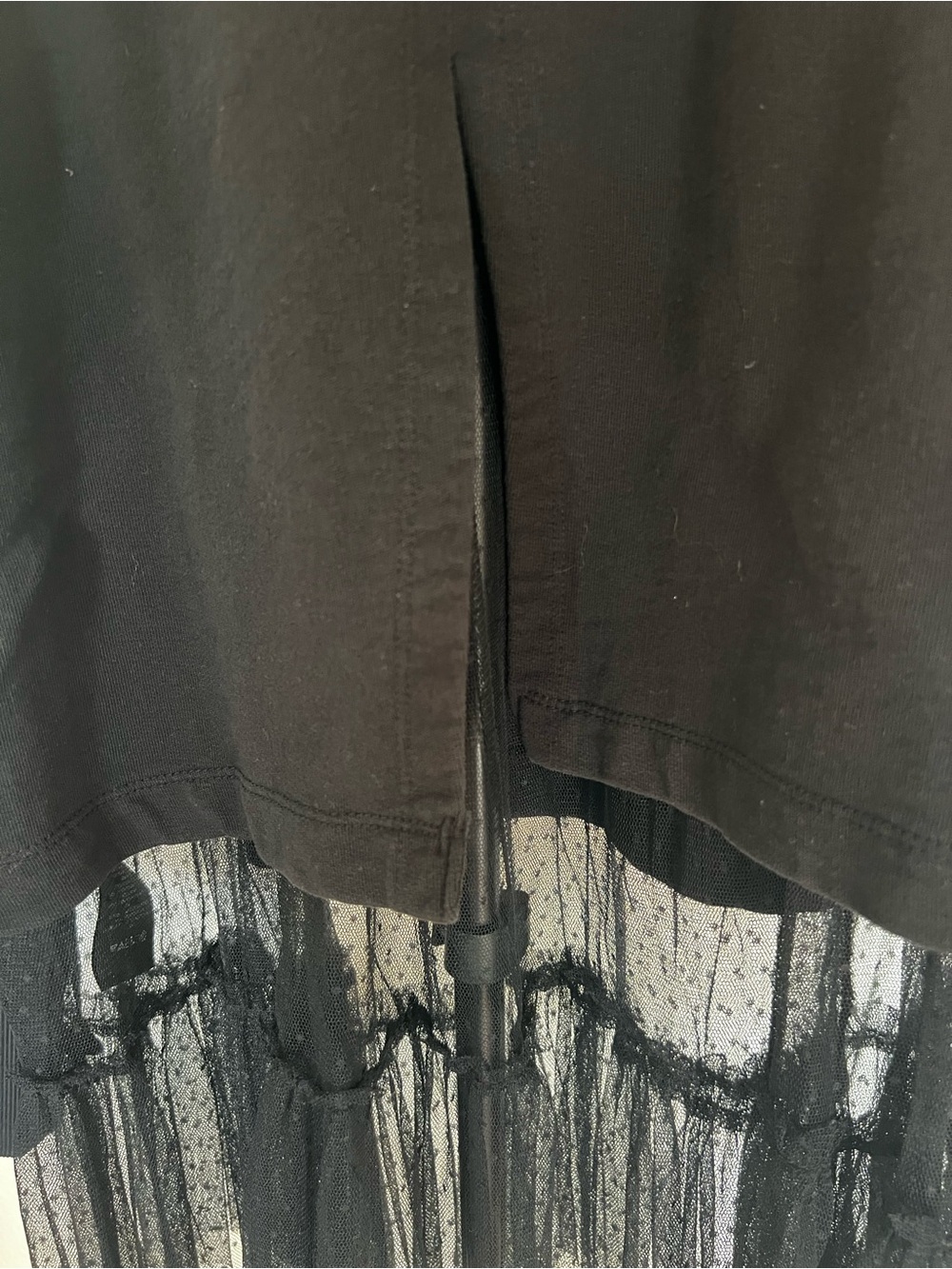 Anthropologie Black Pullover Sweatshirt with Dotted Tulle Hem - Picture 4 of 10